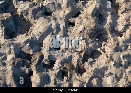 Small scale open pit gemstone mining in Merelani, aerial view, Arusha region, Tanzania Stock Photo