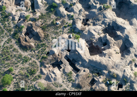 Small scale open pit gemstone mining in Merelani, aerial view, Arusha region, Tanzania Stock Photo