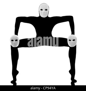 performer man mime with mask on studio isolated on white background Stock Photo