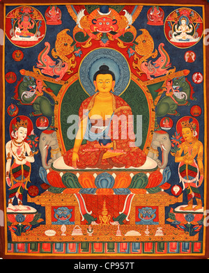 Buddhist painting Thangka from Nepal Stock Photo