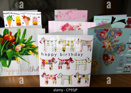 A collection of 7 birthday cards displayed together Stock Photo
