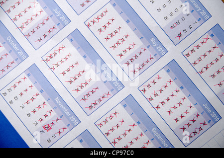 calendar with crossed off days Stock Photo