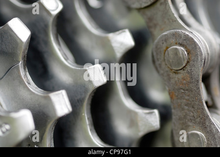Detail of rear gears and chain set of mountain bike.  Stock Photo