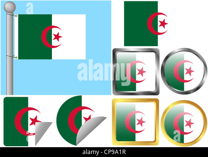 Flag Set Algeria Stock Photo