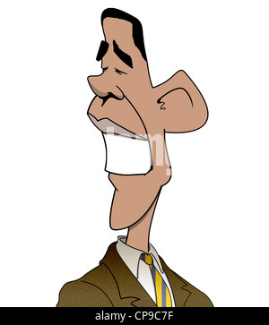 Caricature of president Barack Obama isolated on white Stock Photo