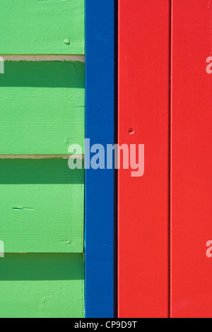 The abstract element of the colourfully painted beach houses are the landmark of the Brighton Beach in Melbourne, Australia. Stock Photo