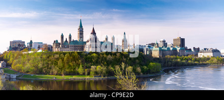 Panoramic view of The Parliament Hill in Ottawa, Ontario, Canada springtime scenic May 2012 Stock Photo