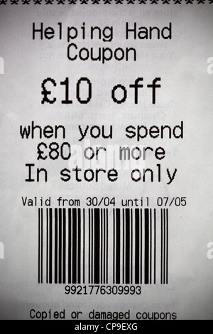 Supermarket money off loyalty voucher coupon £2 off a £20 shop saving ...