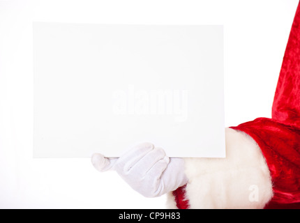 Santa Claus holding blank sign Portrait Isolated on White Background ...