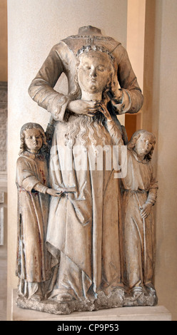 St. Valerie holding her head in his hands accompanied by two angels Nivernais last third of the fifteenth century France French Stock Photo