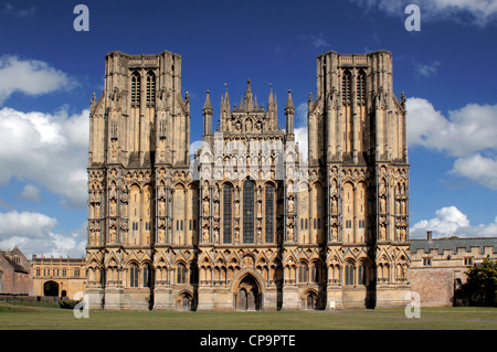 West Front of Wells Cathedral, Somerset, England, UK Stock Photo