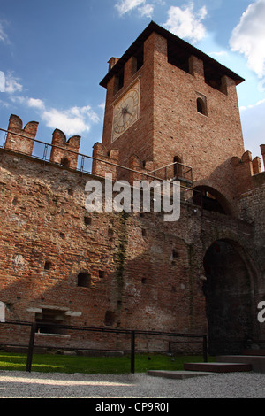 The clock tower in che old Castle of Verona, Italy Stock Photo