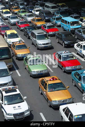 Traffic jam in central Shanghai China Stock Photo