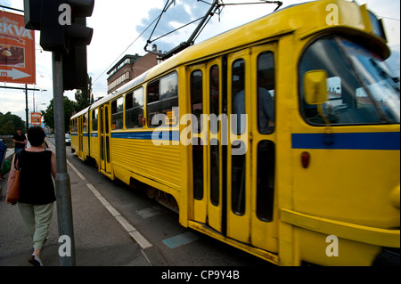 Tram along Obala Kulina Bana street . Sarajevo.Bosnia- Herzegovina. Balkans. Europe. Stock Photo