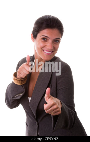 young businesswoman making an OK sign with her hands Stock Photo