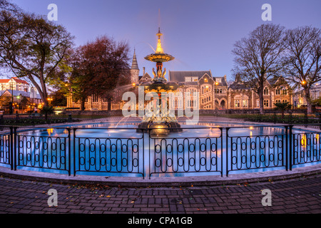 The restored Peacock Fountain in Christchurch Botanic Gardens Stock Photo