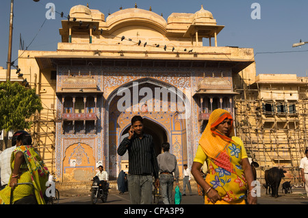 The City Palace, with its ornate painted walls and adornments, Jaipur, Rajasthan, India Stock Photo