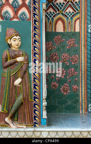 The City Palace, with its ornate painted walls and adornments, Jaipur, Rajasthan, India Stock Photo