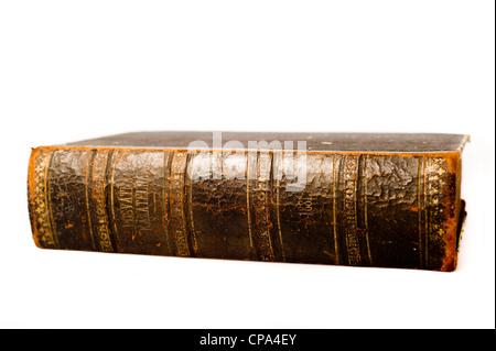 antique leather bound book Stock Photo