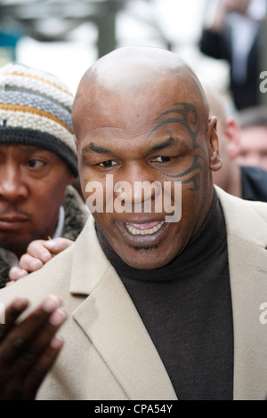 Mike Tyson pays respects to Johnny Owen when he visits Merthyr Tydfil, South Wales, 2009