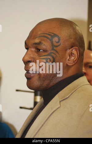 Mike Tyson pays respects to Johnny Owen when he visits Merthyr Tydfil, South Wales, 2009
