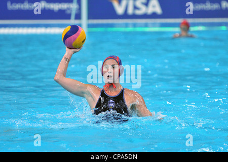 LAUREN WENGER OF THE USA WOMEN'S WATER POLO TEAM AT THE WATER POLO TEST EVENT, WATER POLO ARENA, LONDON OLYMPIC PARK 05 MAY 2012 Stock Photo