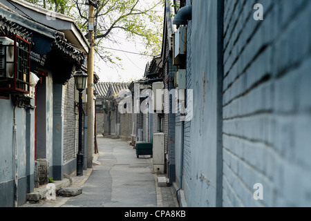 View along traditional historic old lane or hutong in Beijing China Stock Photo