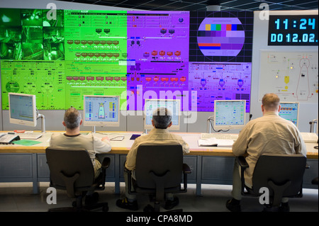 Employees in the control center of the blast furnace 8, Duisburg, Germany Stock Photo