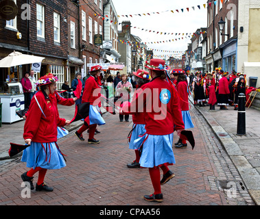 Blackhorse and Standard North West Morris dancing at the Sweeps Festival in Rochester Kent Stock Photo