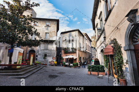 Orvieto, Umbria, Italy, narrow street with small shops Stock Photo