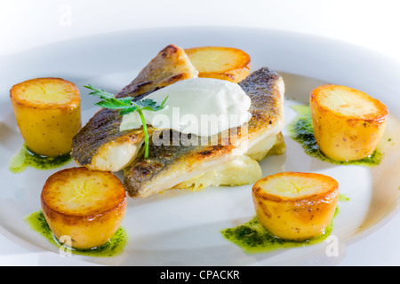 Chef's Presentation Dish - Sea Bass Stock Photo - Alamy