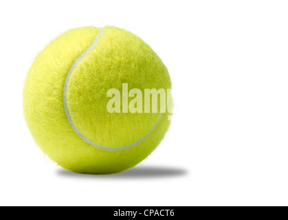 a yellow tennis ball on a white background Stock Photo