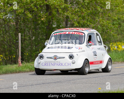 Vintage race touring car Fiat Abarth 595 from 1965 at Grand Prix in Mutschellen, SUI on April 29, 2012. Stock Photo