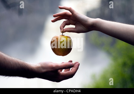 Eve giving Adam the forbidden fruit Stock Photo - Alamy