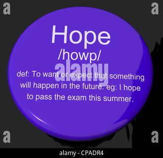 Hope Definition Button Shows Wishes Wants And Hopes Stock Photo