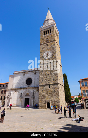 Koper, Slovenia - town square and bell tower. Stock Photo