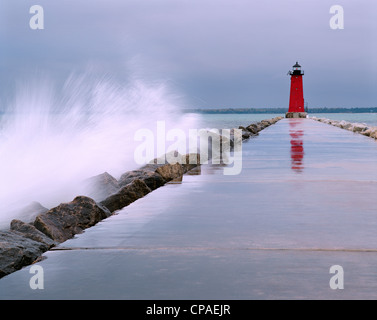 Photo of the Manistique East Breakwater Light, Manistique River, Michigan, USA Stock Photo