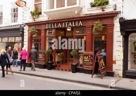 Bella Italia Restaurant in Low Petergate, York, England. Stock Photo