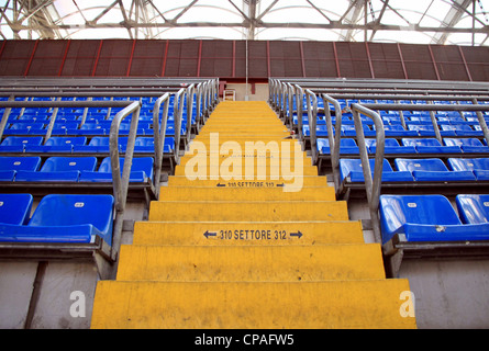 Blue stadium seats at San Siro Stadium in Milan, Italy Stock Photo