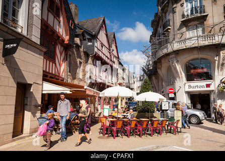 Street scene in the old city of Vannes, Brittany, France. Stock Photo