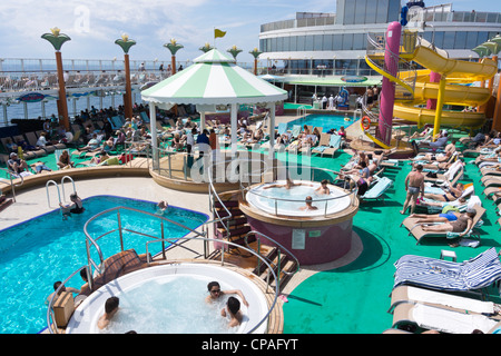 Norwegian Jade cruise ship - swimming pool. Stock Photo