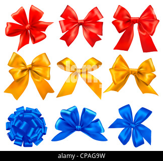 Big collection of colorful gift bows with ribbons. Vector Stock Photo ...