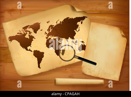 Old map of the world parchment background vintage Stock Photo - Alamy