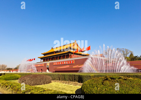 Tian'anmen, the Gate of Heavenly Peace, south of the Forbidden City in Beijing, China, seen on a bright morning in early spring. Stock Photo