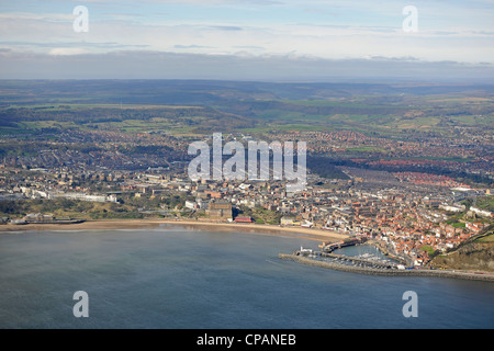 Aerial view of Scarborough From the Sea. Stock Photo