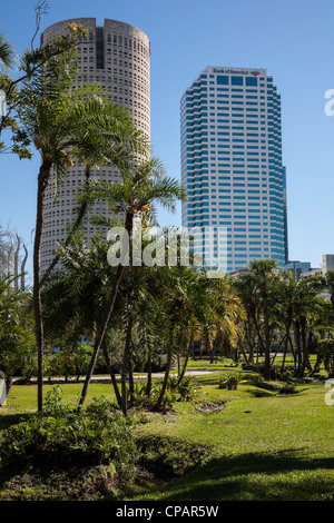 Plant Park, University of Tampa Campus, downtown Tampa skyline in background Stock Photo