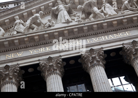 Detail of the New York Stock Exchange on Broad Street in Manhattan, New York City Stock Photo