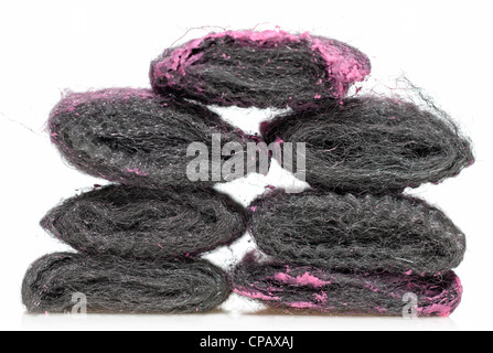 Soap filled wire wool pan scourers Stock Photo