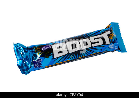 A Cadbury Boost chocolate bar on a white background Stock Photo