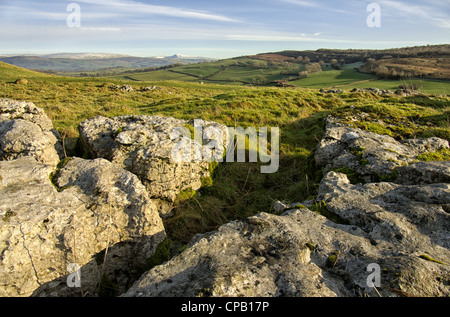 Limestone outcrops at Farletom Knott Cumbria Stock Photo